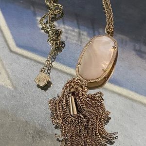 KENDRA SCOTT mother of Pearl white tassel necklace